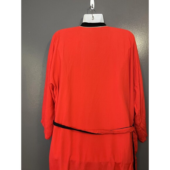 Plum Blossoms Robe Mens Large Red Kimono Belted Embroidered Contrast Trim - Picture 8 of 13